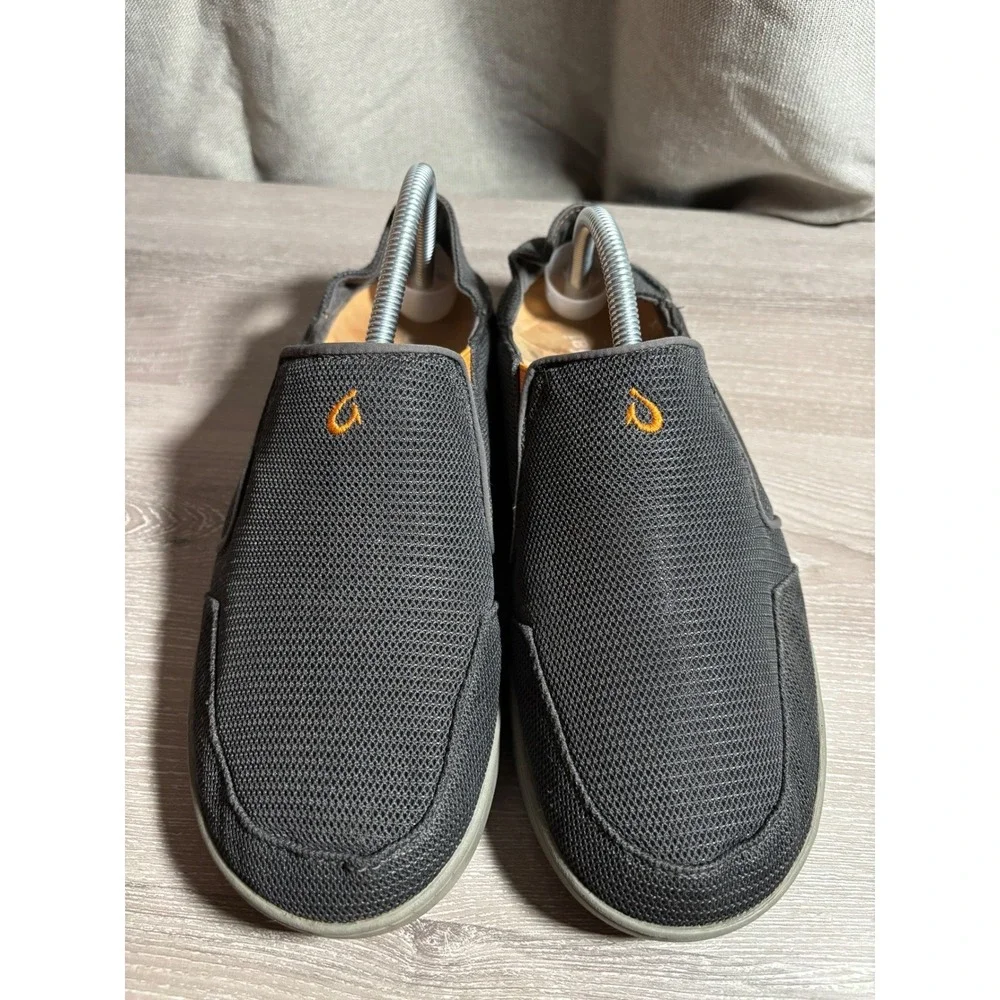 OluKai‎ Nohea Mesh Mens 9.5 Grey Orange Slip On Loafers Drop-In Heel comfort